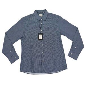 Stitch Note Men's shirt S blue white patterned long sleeve button down NWT